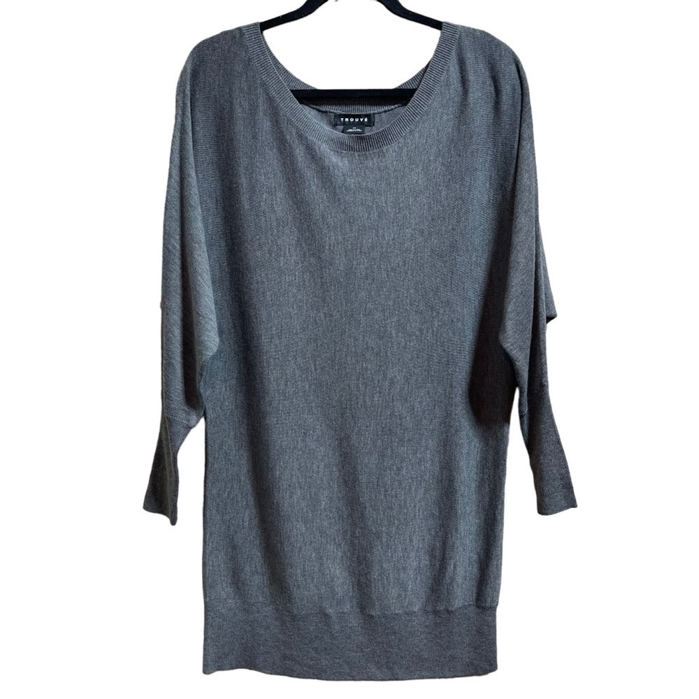 Trouve Cashmere Blend Relax Shoulder Long Sleeve Tunic Top Women's Sz XS